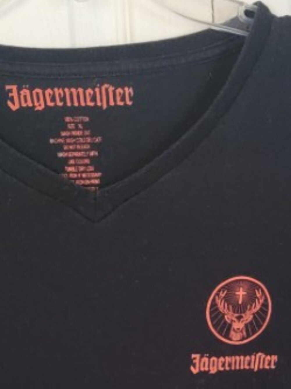 Jägermeister Black V Neck T Shirt Womens Graphic Logo Tee Minimalist - Picture 2 of 3